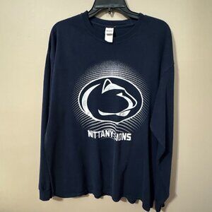🆕 256 – Gildan Ultra Cotton Nittany Lions Long Sleeve Tee | Navy Graphic Crew